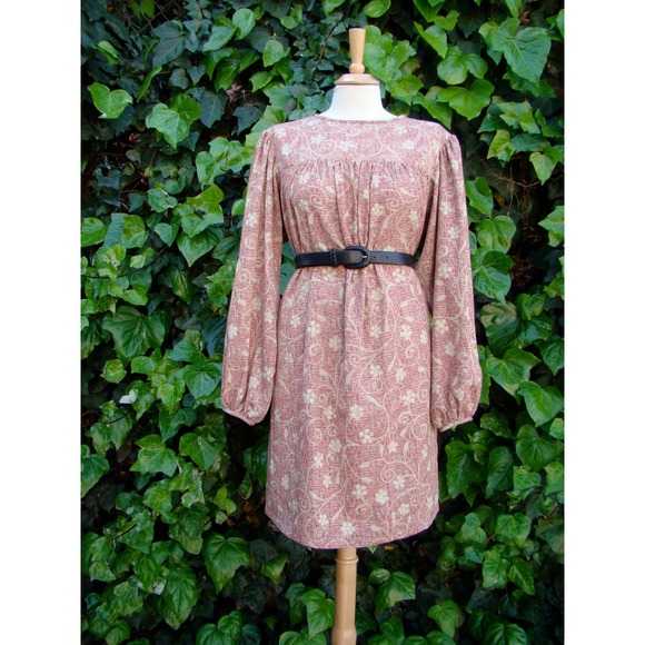 Dresses & Skirts - Vintage 60s Boho Floral Long Sleeve Dress Large